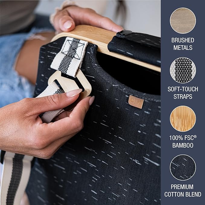 CleverMade Collapsible Laundry Backpack Hamper - Black Birch 45L / 12 Gal 30 lbs - Space Saving Storage Organizer with Strap Home Organization