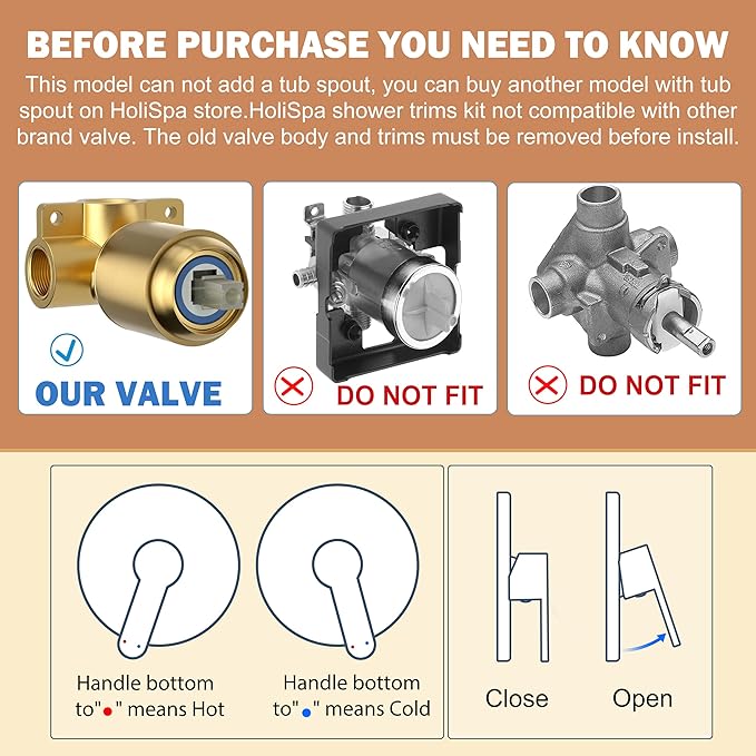 Shower Faucet, Gold Shower Faucet Set with 8-Inch Rainfall Showerhead, Single-Handle Shower-Trim Kit Included Valve, Brushed Gold
