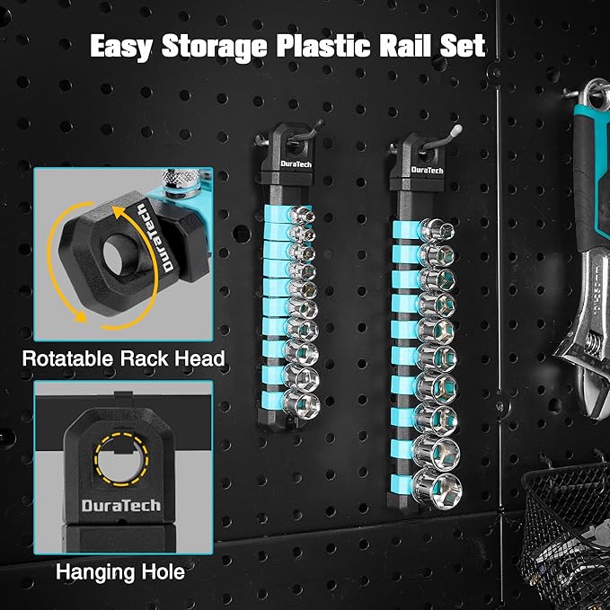 DURATECH 3/8" Drive Socket Set, Metric Socket Set 10PCS, Mechanic Metric Socket Sets with Storage Rack, 6-Point Shallow Socket Set, 8mm, 10mm, 11mm, 12mm, 13mm, 14mm, 15mm, 16mm, 17mm, 19mm