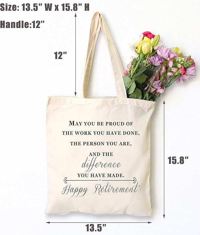 Happy Retirement Gift,Retirement Appreciation Gift for Women Friend Wife Mom Grandma Coworker Boss Nurse Teacher Retirees Colleague,May You Be Proud of the Work You Have Done,Tote Bag
