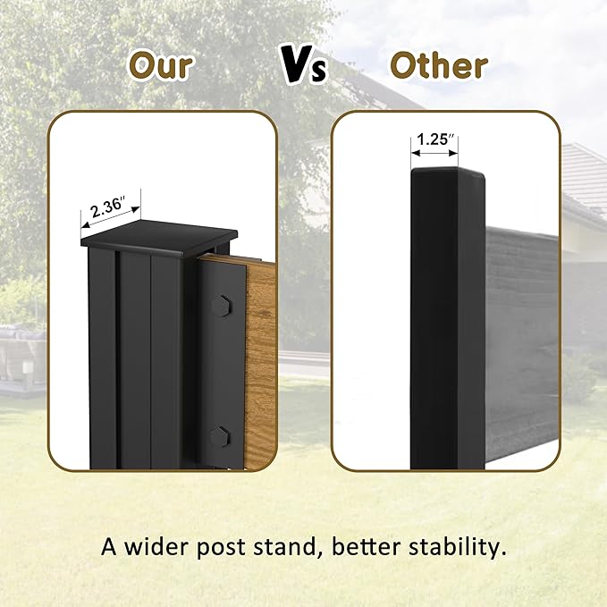 40” W x 60” H Wood Air Conditioner Fence for Soft Ground & Hard Ground, Single Garden Fence, Privacy Screen Panel with Aluminum Stakes, Trash Can Pool Equipment Enclosure, Natural