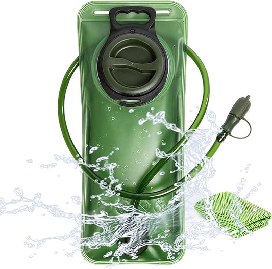 J.CARP Hydration Bladder 2 Liter Leak Proof Water Reservoir, Water Pouch Hydration Pack Replacement for Cycling, Hiking, Camping, Hunting, Running Green