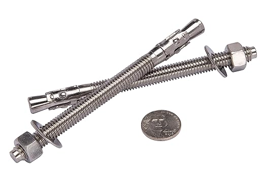 Bolt Dropper 3/8" x 5" Wedge Anchor (5 Pack), 18-8 (304) Stainless Steel Corrosion Resistance Commercial Grade Washers and Nuts Included