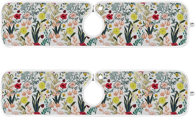 Kitchen Faucet Absorbent Mat,Summer Blooming Flower Water Splash Guard for Sink, Faucet Drip Catcher Thicken Sponge Microfiber Faucet Water Catcher Mat Sink Absorbent Mat for Kitchen 14x5in 2 Pack