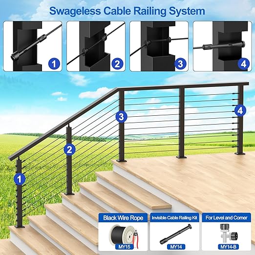 1000FT T316 Marine Grade 1/8" Stainless Steel Cable Kit w/Cutter, 7x7 Strand,1850lb Breaking Strength Wire Rope Cable for Deck Railings,Ideal for Indoor/Outdoor Railings DIY Installation, MY15