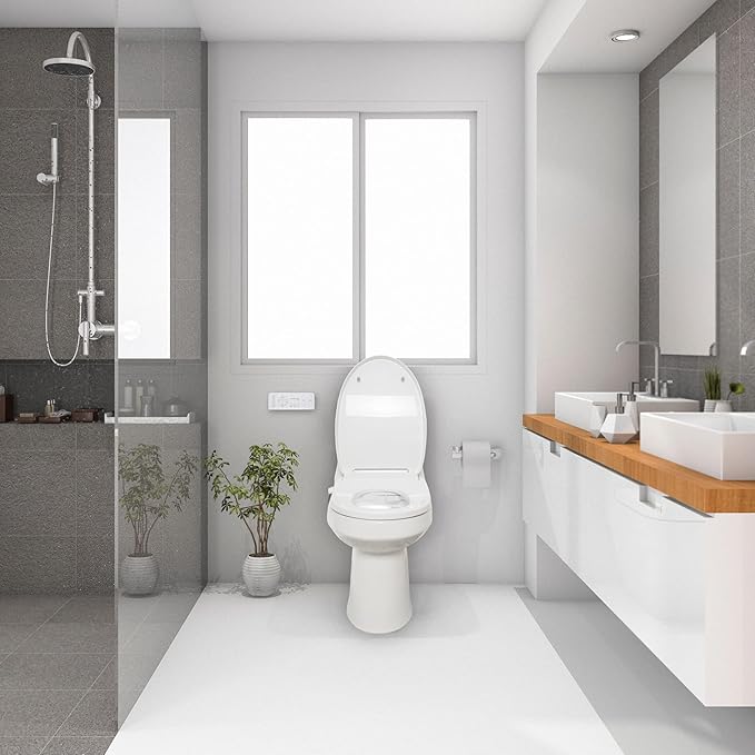 BidetMate 3000 Series Electric Toilet Seat Bidet with Unlimited Heated Water, Remote, and Adjustable Warm Air Dryer - Adjustable and Self-Cleaning - Fits Elongated Toilets