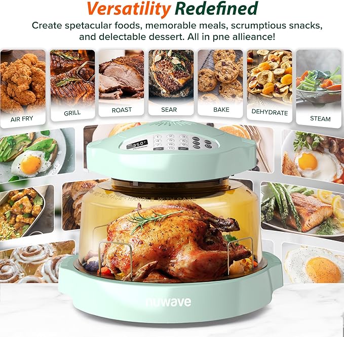 Nuwave Pro Plus 2 Infra-Red Oven, Countertop, Convection, Cook Fresh or Frozen, No Defrosting or Preheating, Cook Healthy, 360 Surround Heat, Adjustable Temps, 100 Presets, 50 Memory, Tough Power Dome