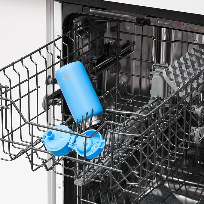 Ion8 Kids Water Bottle, Steel 400 ml/13 oz, Leak Proof, Easy to Open, Secure Lock, Dishwasher Safe, Flip Cover, Carry Handle, Easy Clean, Durable, Scratch Resistant, Carbon Neutral, Alaskan Blue