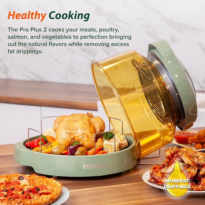 Nuwave Pro Plus 2 Infra-Red Oven, Countertop, Convection, Cook Fresh or Frozen, No Defrosting or Preheating, Cook Healthy, 360 Surround Heat, Adjustable Temps, 100 Presets, 50 Memory, Tough Power Dome