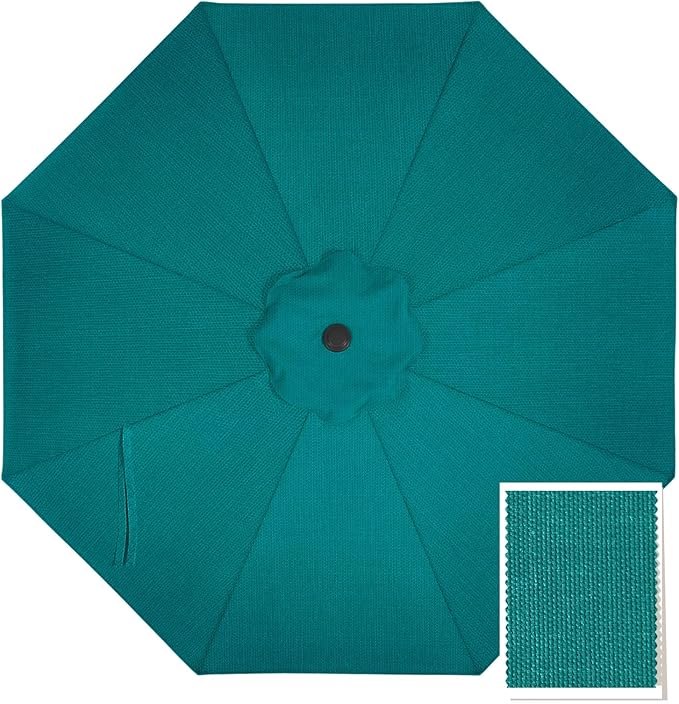 MASTERCANOPY 5-Year-Non-Fading Olefin 9FT Patio Umbrella Replacement Canopy-Teal Canopy Only