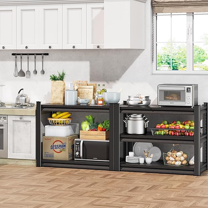 40" W Garage Shelving Heavy Duty, 960LBS Loads Garage Storage Shelves Heavy Duty, 2-Tier Metal Shelving Units and Storage Racks, Industrial Utility Shelf,40" Wx18 Dx36 H, Black