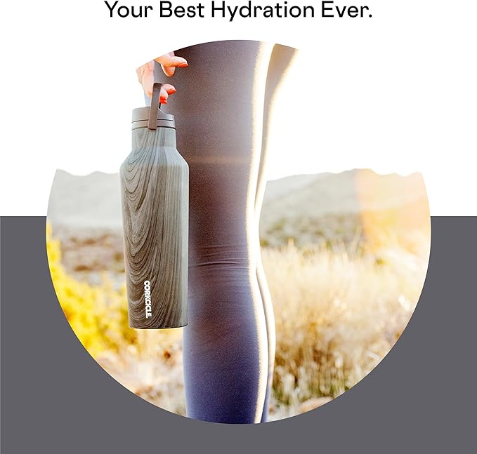 Corkcicle Sport Canteen Insulated Tumbler, Burnt Wood, 20 oz – Reusable Water Bottle Keeps Beverages Cold for 25 Hours & Hot 12 Hours – Cupholder Friendly Tumbler with Screw-On Cap
