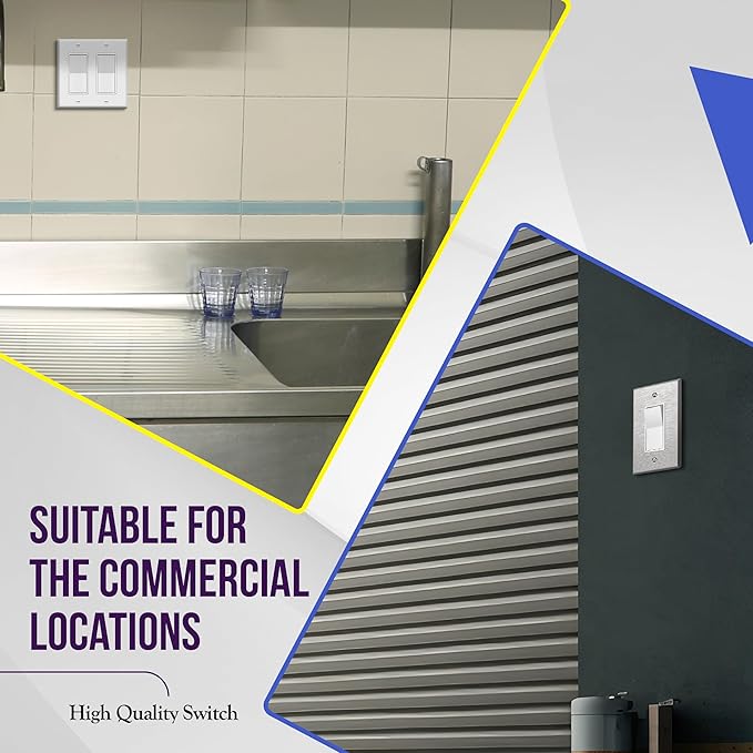 ENERLITES Momentary Contact Decorator Switch for Garbage Disposals, Garage Door Switch, Spring Release Paddle, 120-277VAC 15A, Single-Pole, UL Listed, 91245-W, White