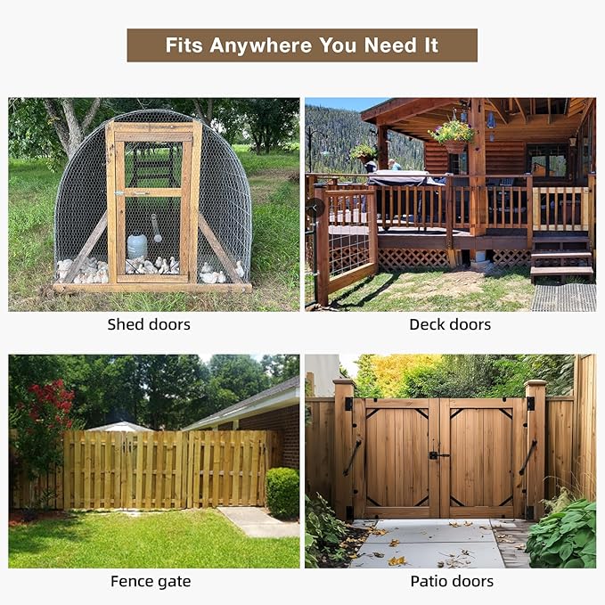 Fence Gate Kit Gate Hardware, 2 Set Anti Sag Gate Kit Gate Frame Cornor Brackets Kit with Self Closing Gate Springs Hings Latchs for Outdoor Garden Backyard Wooden Fence Deck Porch Gate