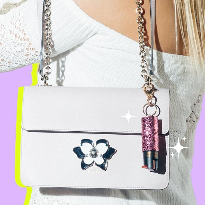 BLINGSTING 3-in-1 Women's Safety Kit - Professional Grade Pepper Spray - High Voltage Mini Stun Gun - Self-Defense Security Alarm - UV Dye - Glitter