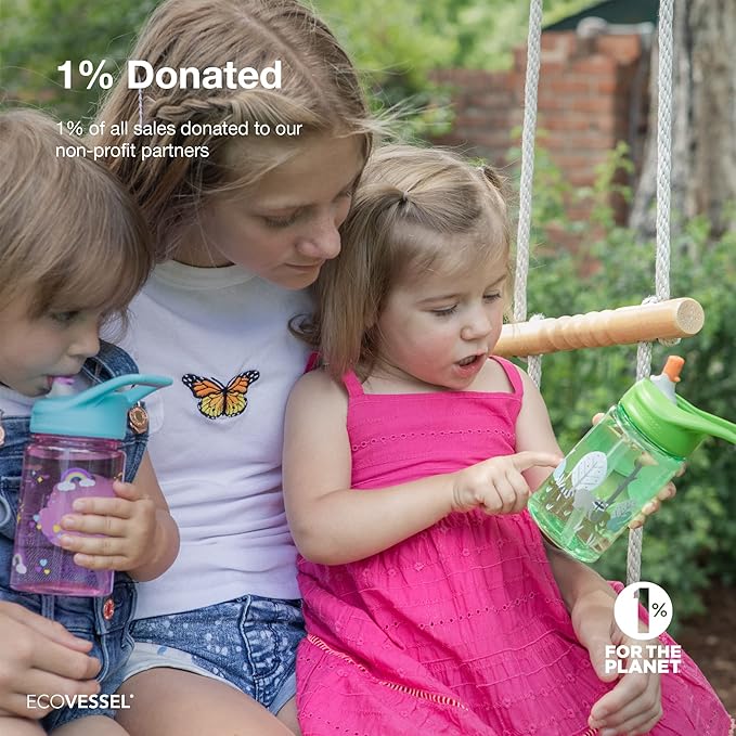 EcoVessel SPLASH Tritan Plastic Kids Water Bottle with Straw, Leak Proof Flip Top Lid, and Carry Handle Kids Cups Sports Water Bottle 12 oz (Underwater)