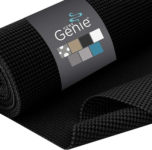 HOME GENIE Drawer Shelf and Cabinet Liner, Durable with Strong Grip, 17.5 Inch x 20 FT, Non Adhesive Liners Protect Kitchen Cabinets and Cupboard, Bathroom Drawers and Shelves, Desks, Pitch Black