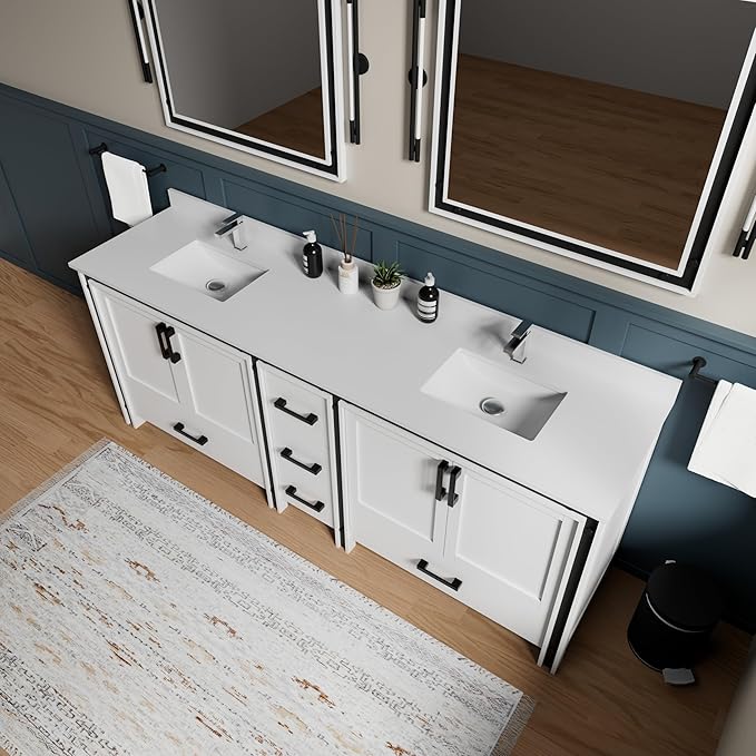 Augustine 84 in. W X 22 in. D White Double Bath Vanity Cabinet Without Countertop