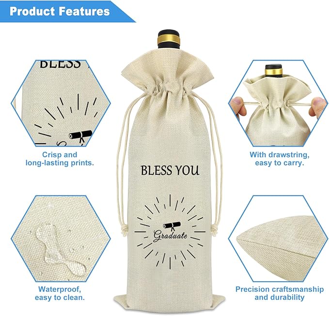 Graduation Gifts Class of 2024 Senior Wine Bag Gifts for Him Her Graduation Gift for Seniors Students Masters Nurses Students College Congratulations Gifts for Nephew Niece Brother Sister Son Daughter