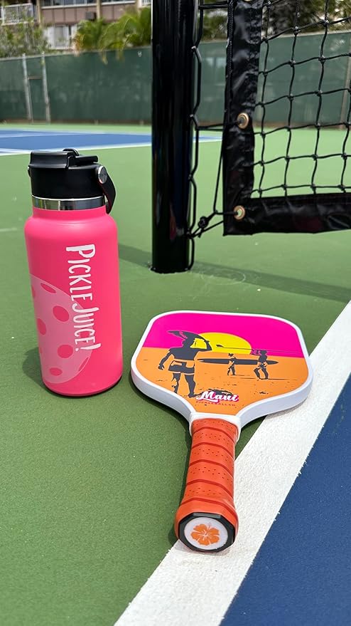 Maui Pickleball Co.™ Pickleball Water Bottle 32oz Pickleball Gifts Insulated Stainless Steel Water Bottle, Funny Water Bottle PickleBall Accessories, Pink Pickleball Bottle Viral TikTok Bottle