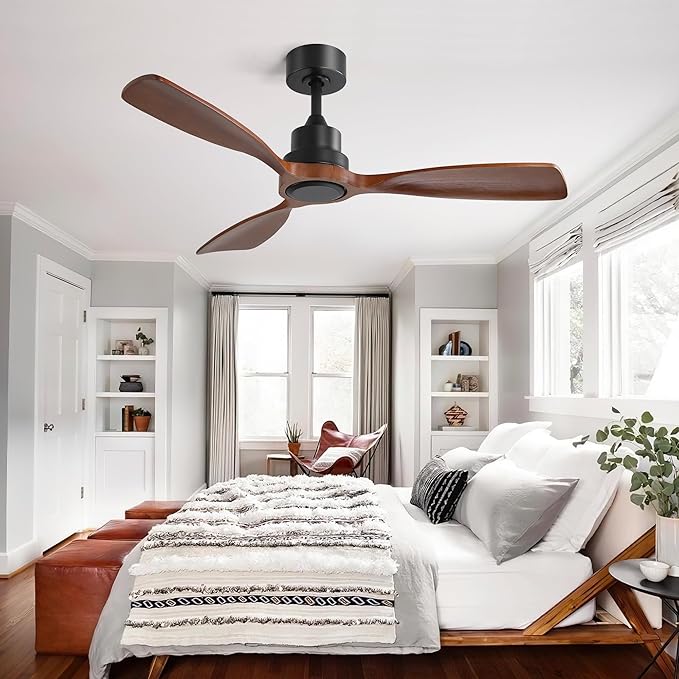 NicBex Ceiling Fan 48 Inch Ceiling Fan without Light Ceiling Fans with 3 Wood Blades and Remote Control Reversible DC Motor Ceiling Fan for Bedroom, Living Room, Brown