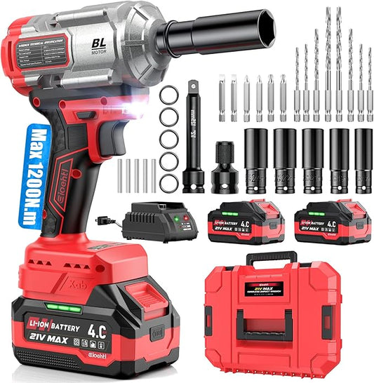 900 Ft-Lbs (1200 Nm) - Removes Stubborn Rusted Nuts Effortlessly | 21V MAX 1/2" Brushless Impact Wrench, 5500 RPM | 3-in-1 Set with Sockets • Drill • Screwdriver | Impact driver for Truck & RV Repair