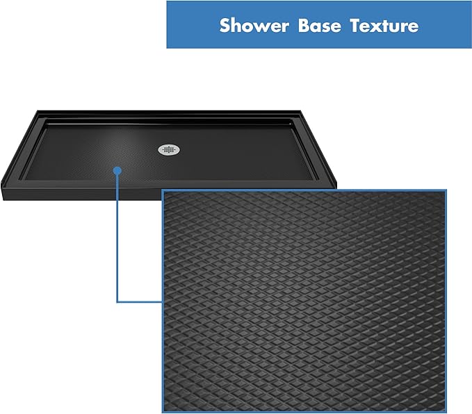 DreamLine SlimLine 32 in. D x 60 in. W x 2 3/4 in. H Center Drain Single Threshold Shower Base in Black, DLT-1132600-88