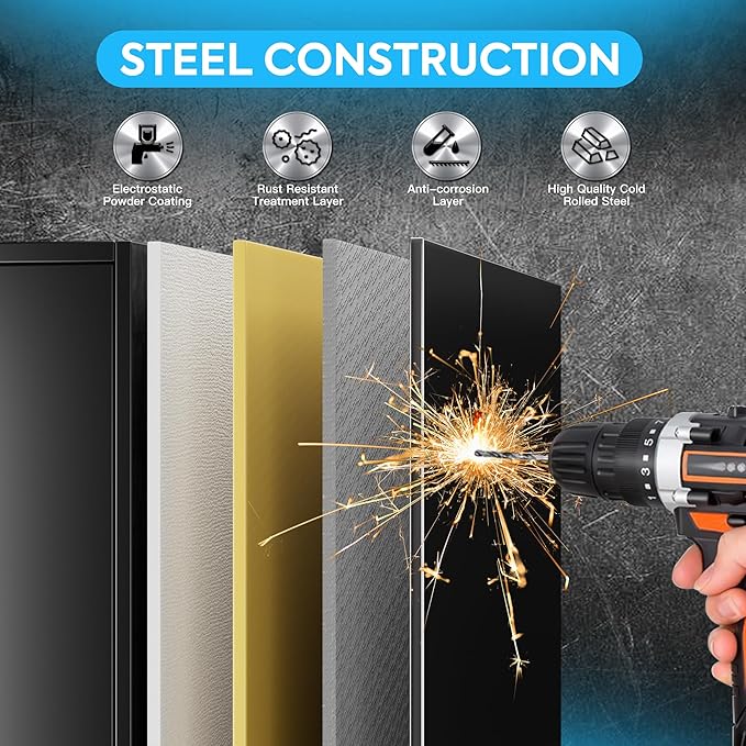 61.61" H Metal Broom Closet Storage Cabinets with Pegboards and Hooks,Utility Closet Storage Cabinet with Hanging Rod and Adjustable Shelves for Garage,Laundry Room,Utility Room,Warehouse