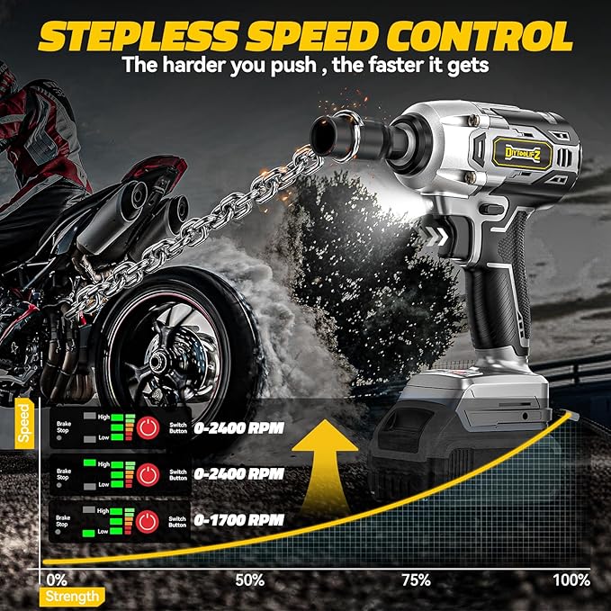 Cordless Impact Wrench Compatible with Dewalt 20v Battery: 250Ft-lbs(340N.m) 3/8 inch Brushless Electric Impact Gun, 2400RPM High Torque Impact Driver, Power Impact Wrench, Bare Tool Only