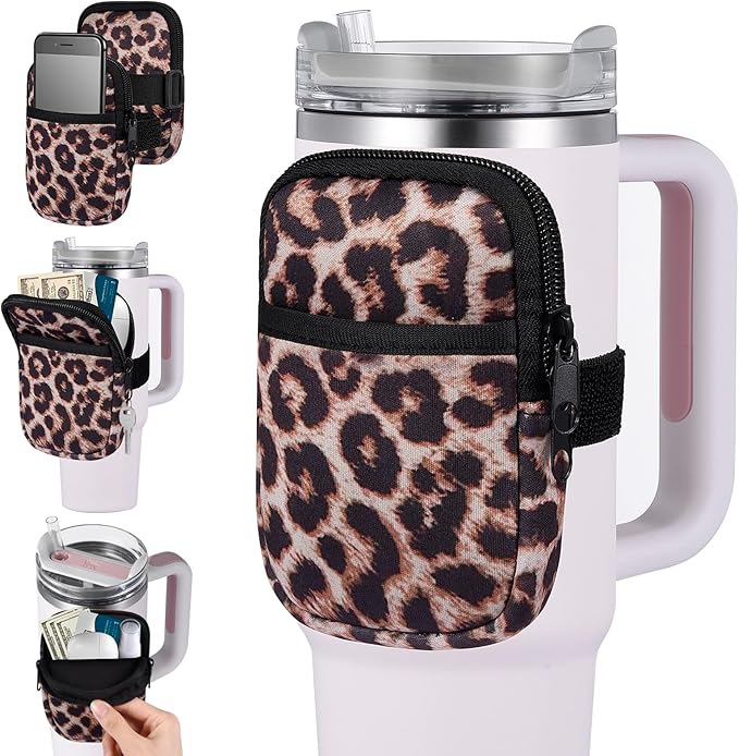 Water Cup Bottle Pouch Compatible for Stanley Tumbler Quencher Adventure 40oz & Stanley IceFlow 20/30 oz, Gym Running Water Bottle Fanny Pack Bag Accessories Handheld Caddy for Women Men