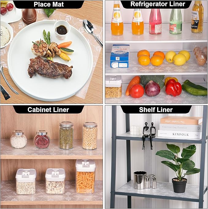 Cooyes Shelf Liner Drawer Liners, Shelf Liners for Kitchen Cabinets, Non Adhesive Cabinet Liner, EVA Waterproof Non-Slip Refrigerator Liners for Kitchen, Drawer (Transparent, 23.6 in x 9.9ft)