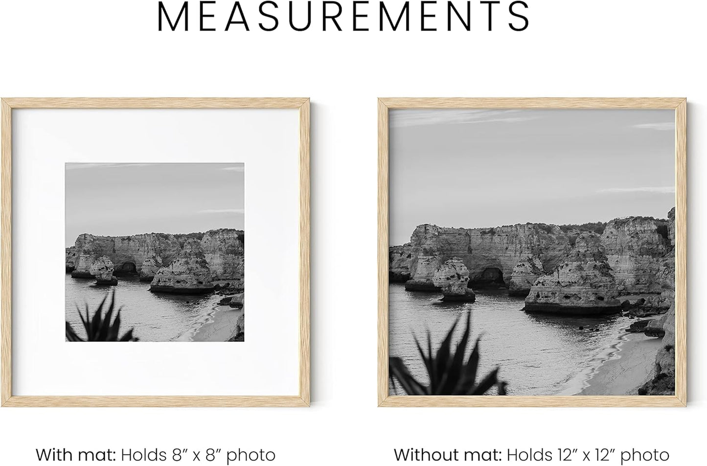 HAUS AND HUES Square Picture Frames Set of 25 - Wooden 12x12 Frames with Mat, Gallery Wall Set (Beige Oak)