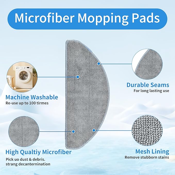 26 Pack Accessories Kit Compatible with iRobot Roomba Essential Series 104 105 Combo, Y0140 Y0110 Vacuum,2 Roller Brush＆10 Side Brushes＆10 Filters & 4 Mopping Pads Replacement Parts
