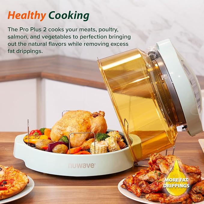 Nuwave Pro Plus 2 Infra-Red Oven, Countertop, Convection, Cook Fresh or Frozen, No Defrosting or Preheating, Cook Healthy, 360 Surround Heat, Adjustable Temps, 100 Presets, 50 Memory, Tough Power Dome