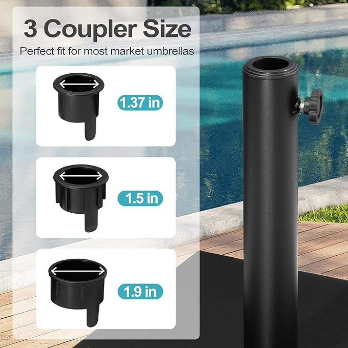 43lb Patio Umbrella Base Stand, Outdoor Square Concrete Stand Heavy Duty Market Umbrella Pole Holder, Black