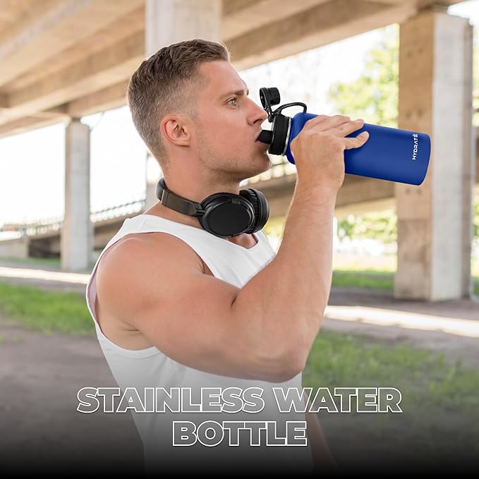 HYDRATE Insulated Stainless Steel Water Bottle - Large Reusable Flask with Leak-Proof Design and Convenient Handle - Double Vacuum Insulation for School, Work, or Adventure