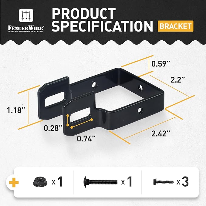 Fencer Wire Heavy Duty Garden Fence Bracket, Metal Steel Connector for Post and Panel Connection, Accessories of Metal Fencing Border, Pack of 1