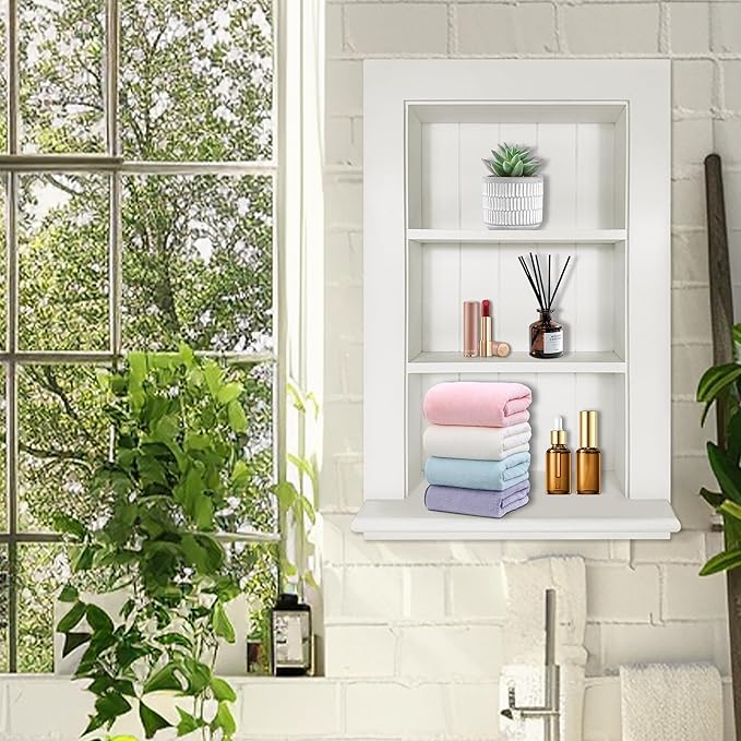 Royxen Recessed Medicine Cabinet 14 x 24 Inch, Medicine Cabinets, Large Medicine Cabinet, 3-Tier Bathroom Cabinets Wall Mount for Home Storage