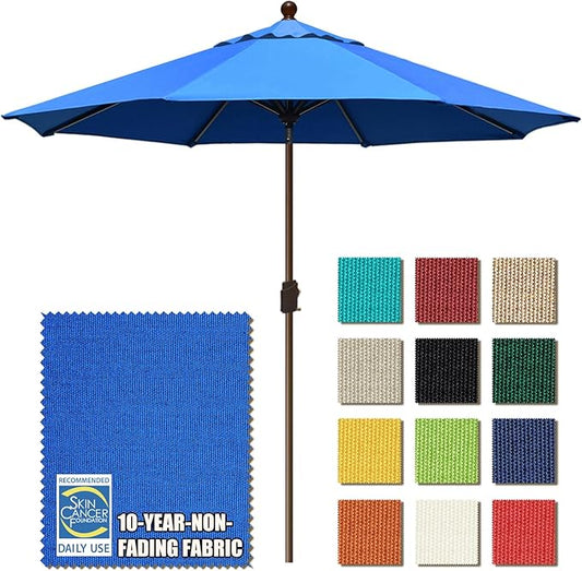 EliteShade USA 10-Year-Non-Fading 10Ft Market Umbrella Patio Umbrella Outdoor Table Umbrella with Ventilation, Royal Blue