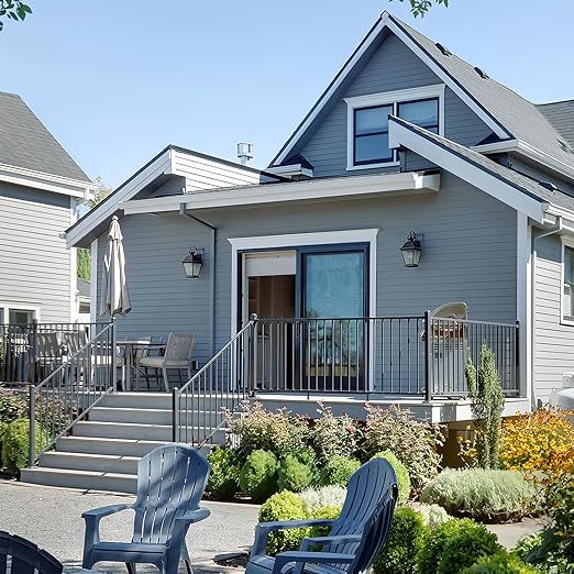 4 Pack Aluminum Adjustable Railing Bracket with Stair Foot, Deck Railing Bracket Connector, Black Textured Powder-Coat Finish Railing System(Universal Brackets)