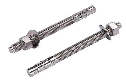 Bolt Dropper 1/2" X 6" Wedge Anchor (5pc), 18-8 Stainless Steel Corrosion Resistant Commercial Grade Washers and Nuts Included Choose Size