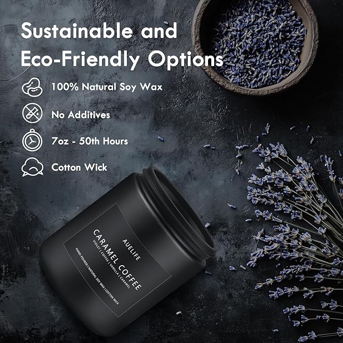 Caramel Coffee Candle | Men Scented Candles for Home, Candles Gifts for Women Men - Soy Candle for Home Scented - Aromatherapy Gifts for Men - 7oz 50 Hours Long Burning