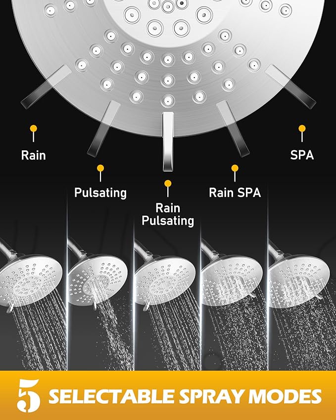 WOWOW Brushed Nickel Shower Tub Kit Brass Shower Faucet Set with Tub Spout and 6-Inch Rain Shower Head, Single Handle Tub and Shower Trim Kit, Shower Valve Include