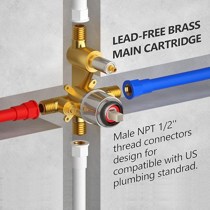 Brushed Nickel Shower Faucet Set, Wall Mount Rain Shower System 10 Inches Shower Head and Shower Handheld, Included Rough-in Valve and Trim Kit