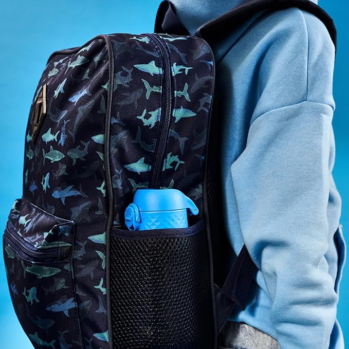 Ion8 Small Water Bottle, 350 ml/12 oz, Leak Proof, Easy to Open, Secure Lock, Dishwasher Safe, BPA Free, Carry Handle, Hygienic Flip Cover, Easy Clean, Odor Free, Carbon Neutral, Blue