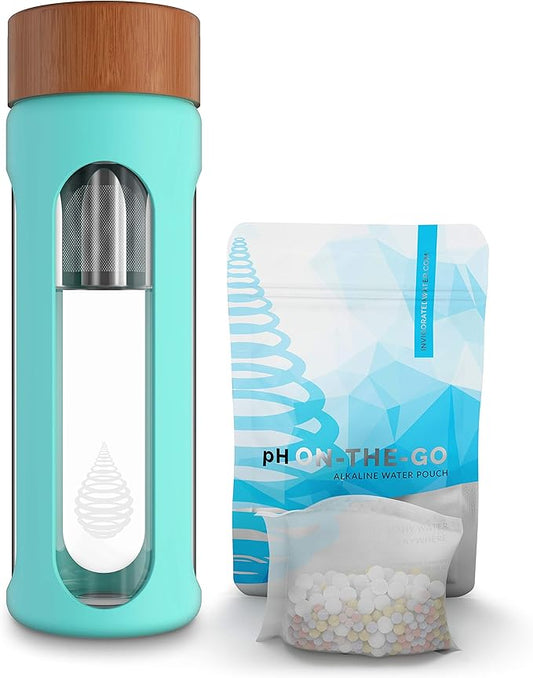 Invigorated Water Portable Alkaline Water Bottle - Enhances pH - Convenient Water Filter Functionality - Alkaline Water Bottle with Filter 580 ml - Alkaline Water Machine - Alkaline Water Sink Filter