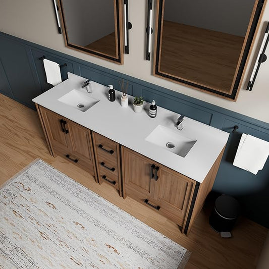 Augustine 80 in. W X 22 in. D Rustic Barnwood Double Bath Vanity Cabinet Without Countertop