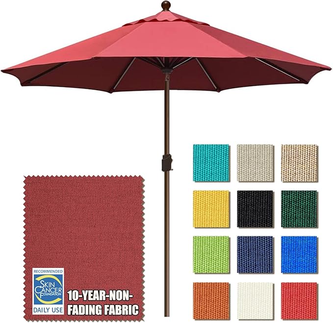 EliteShade USA 10-Year-Non-Fading 10Ft Market Umbrella Patio Umbrella Outdoor Table Umbrella with Ventilation, Burgundy