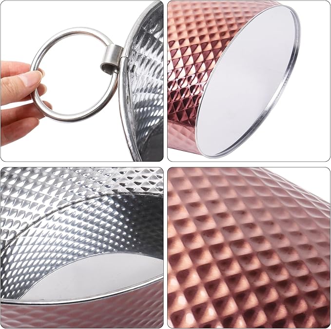 Klmnop Large Ice Bucket, 12L Stainless Steel Beverage Tub with Handles, Rose Gold Drink Tub&Drink Buckets for Parties(RoseGold)