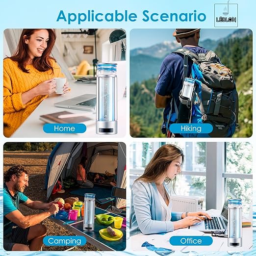LEBLON™ High-Concentration Hydrogen Water Bottle with Skin Moisturizing Spray and Inhaler, by U.S. PEM SPE Technology, Featuring 5 MIN LED Display and 9000ppb Hydrogen Water Generator Concentration
